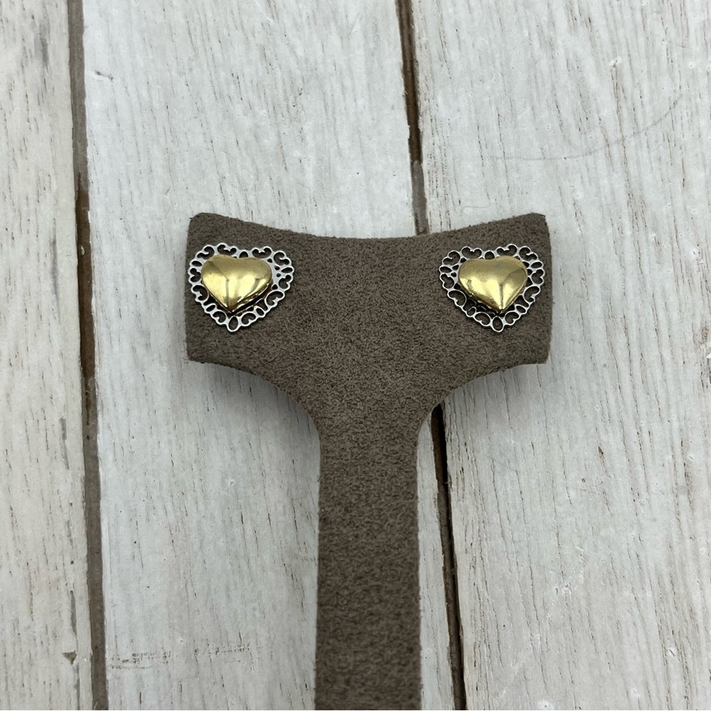 Vintage Heart-Shaped Gold and Silver Earrings